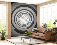 Elegant spiral staircase design wall mural, perfect for a living room space.