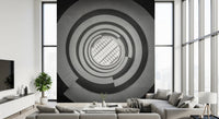 Sleek spiral staircase design wall mural enhancing the ambiance of your hallway.