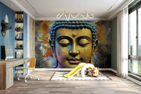 The colors are soft, muted tones of gold, beige, and white.

