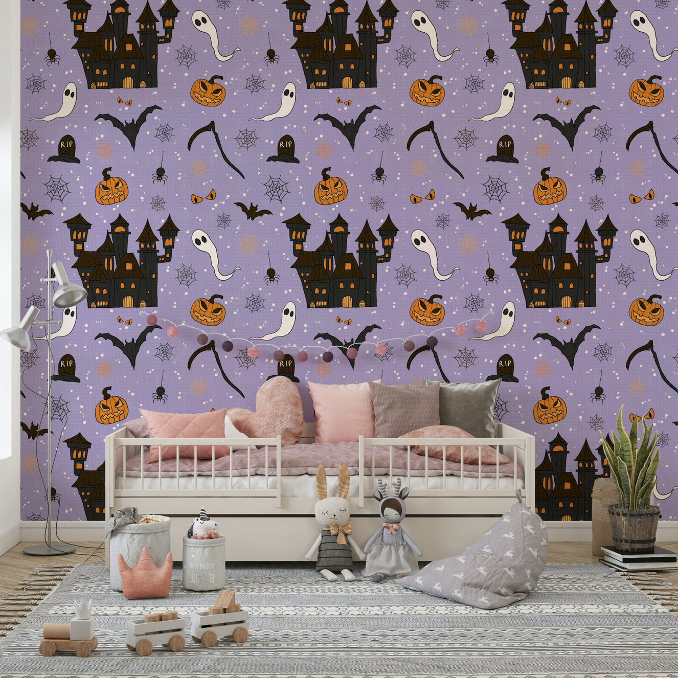 Phantom Castle Foggy Lavender gothic backdrop wallpaper.
