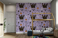 Phantom Castle Foggy Lavender creepy wall covering.
