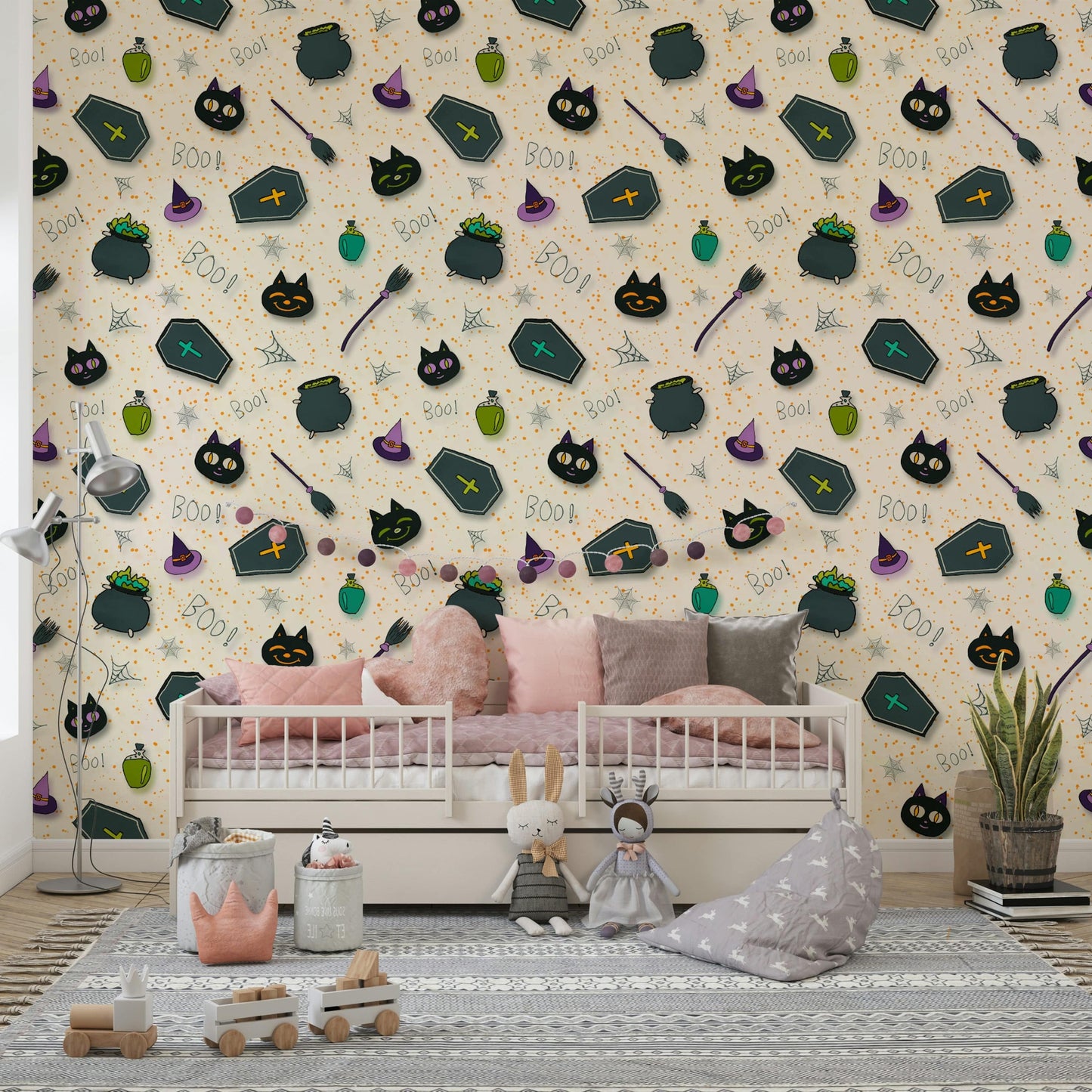 Boo! Halloween Fun Pearl moon mural wallpaper
