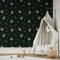 Dark Trick or Treat Party Wallpaper bedroom.