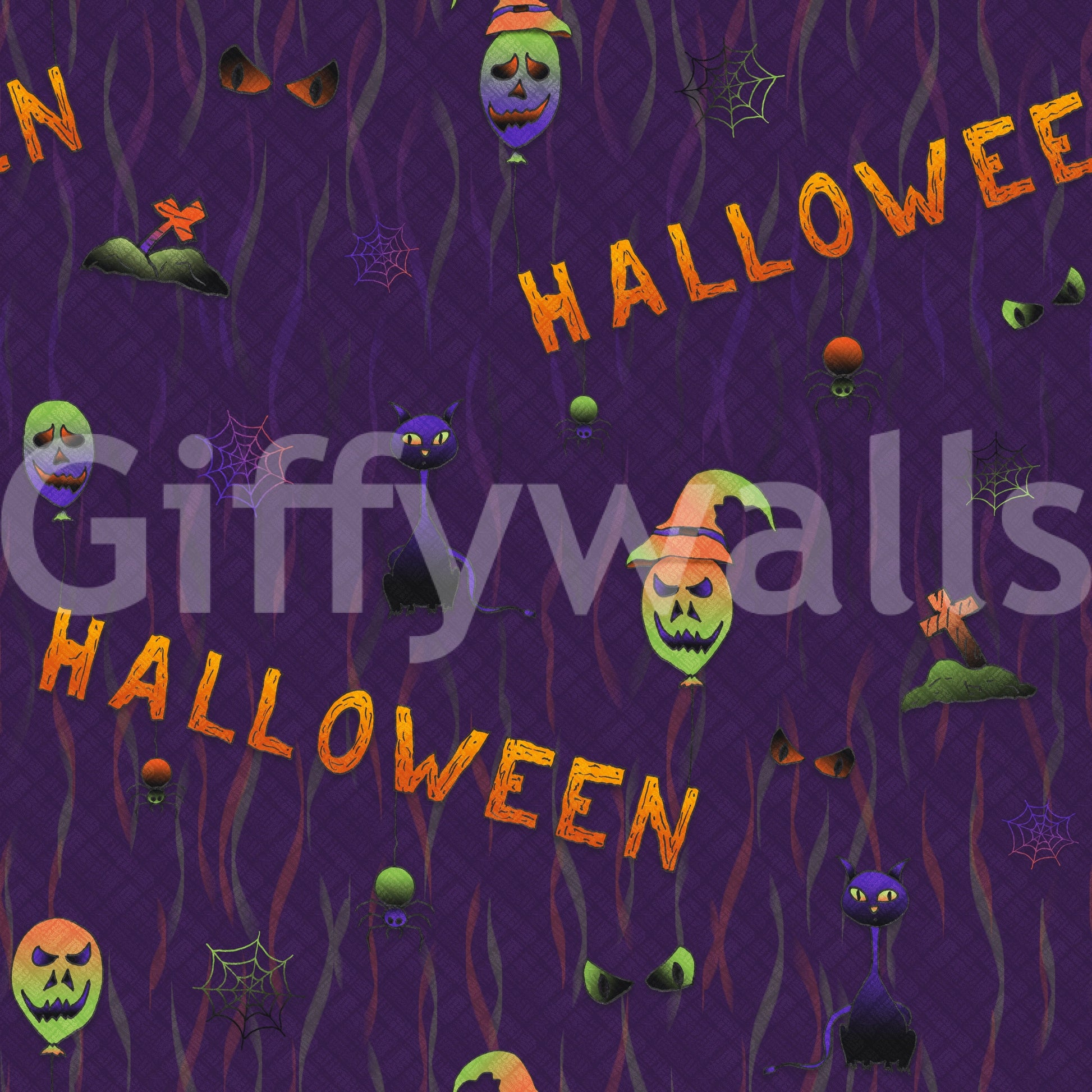 Scary Halloween Purple Wallpaper kids room

