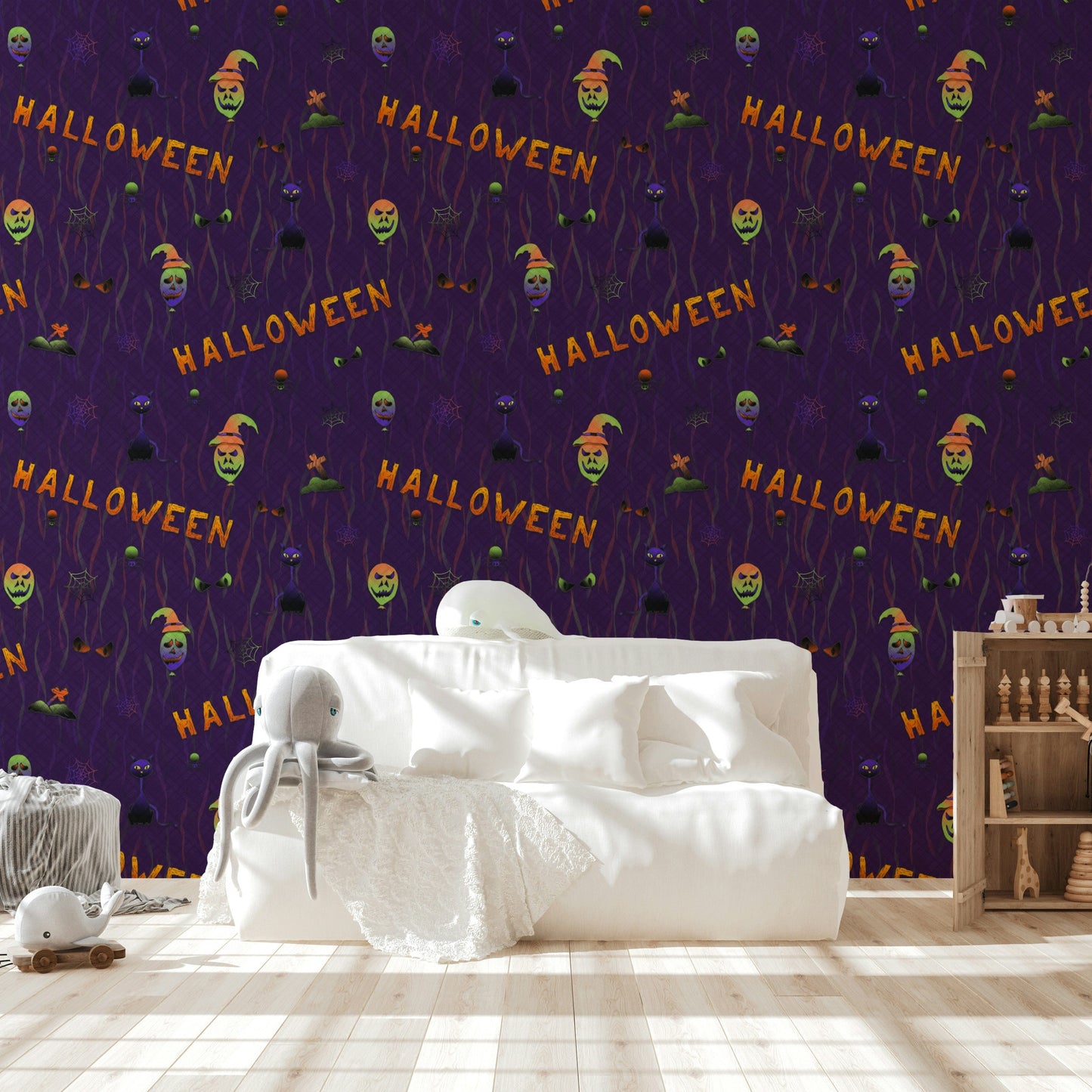 Scary Halloween Purple Wallpaper custom print
