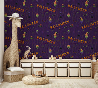 Scary Halloween Purple Wallpaper on wall
