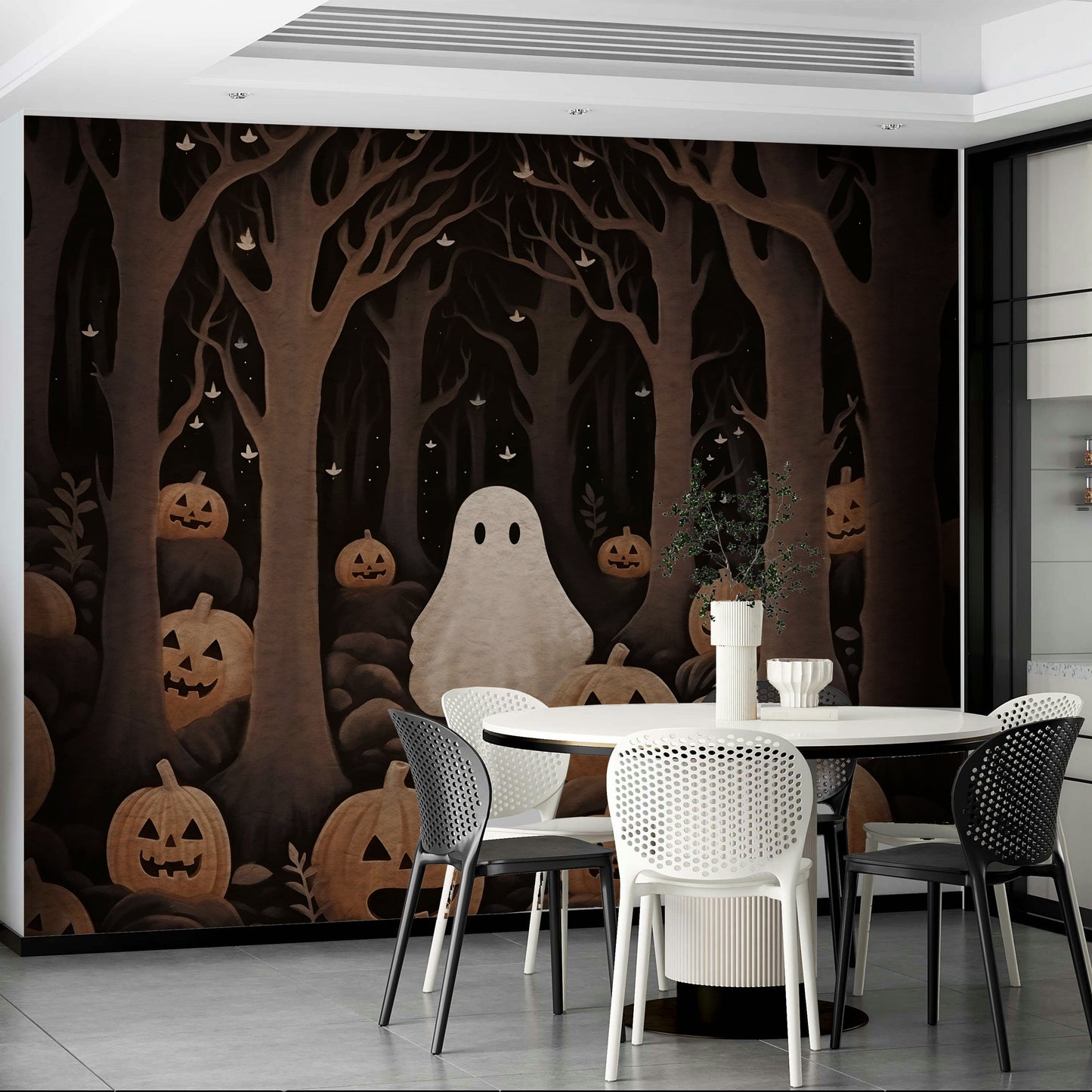 Pumpkins Ghost Wall Mural fall design

