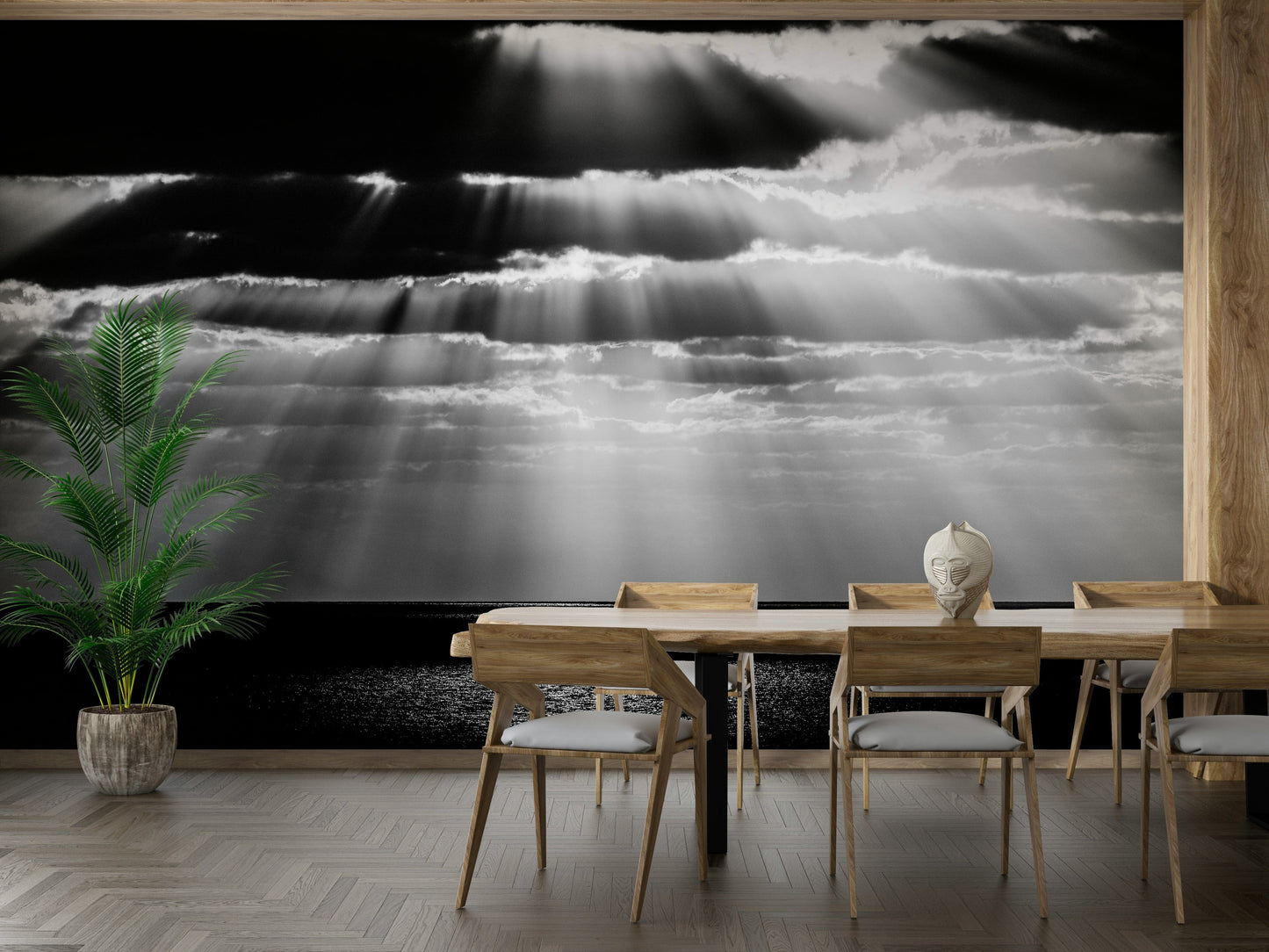 A graceful subtle polka dot wall mural in soft tones.

