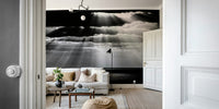 A contemplative dot design wallpaper mural for a feature wall.

