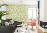 Lush Green Leaf Wall Mural – Decorative spring-inspired wallpaper with fresh foliage in vibrant green hues.