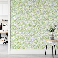 Watercolor spring leaves mural in pastel hues

