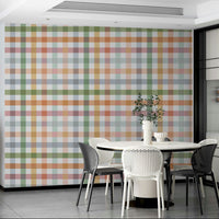 Wallpaper with geometric gingham pattern, perfect for cozy interiors.

