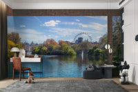 The design has a layered look, showing a long view of the lake and the trees.

