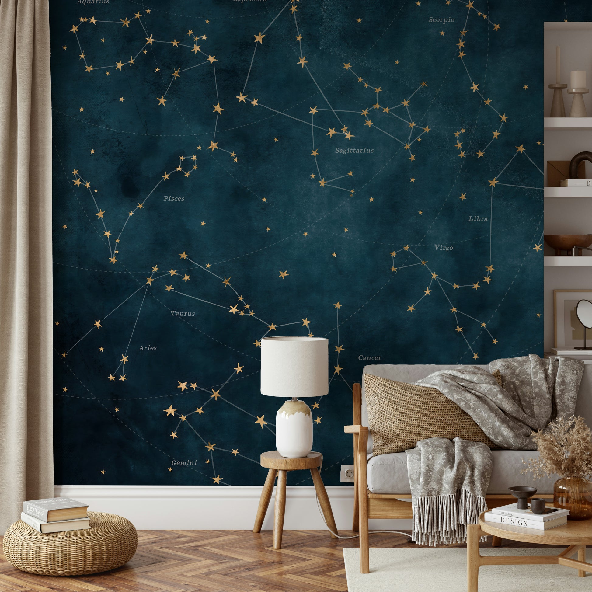 Celestial star map wall mural for astrology enthusiasts.

