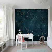 Detailed zodiac constellations map mural for cosmic home decor.

