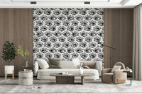 Monochrome Staring Eyes Wall Mural — edgy black-and-white eye design for modern interiors.