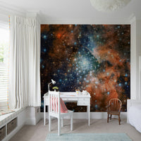 Minimalist star map mural for a serene nursery wall decor theme.