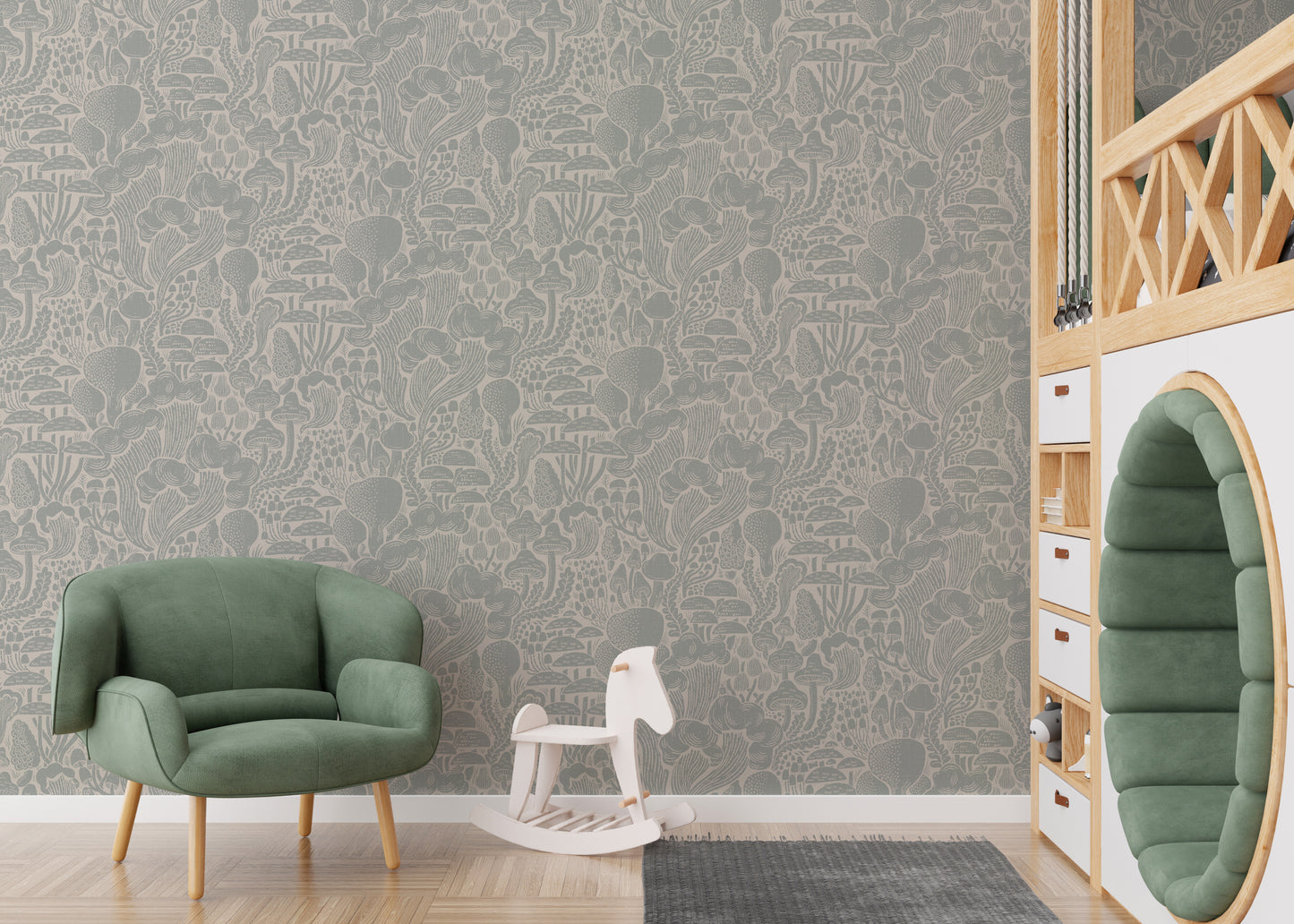 Sten Fungi Forest Silhouettes Wallpaper⁠