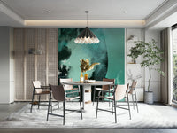 Calming wall mural in warm beige and taupe hues.


