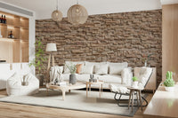 Textured wall mural mimicking natural stone cladding for rustic, modern, or industrial interiors.