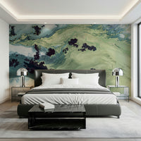 An artistic soft focus mural on minimalist wallpaper.