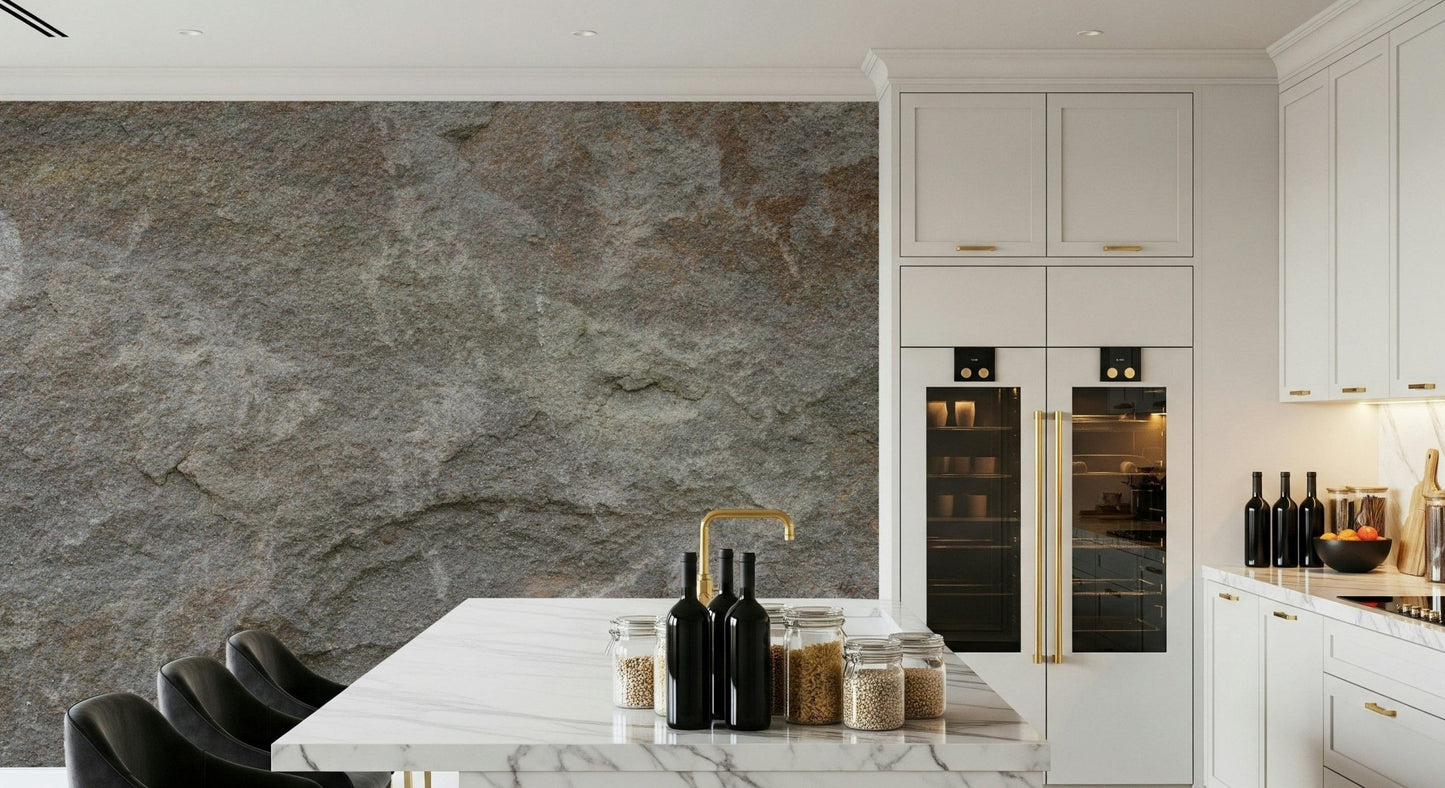 Stone Whispers Wall Mural featuring soft, layered stone textures in neutral tones for serene, natural interiors.
