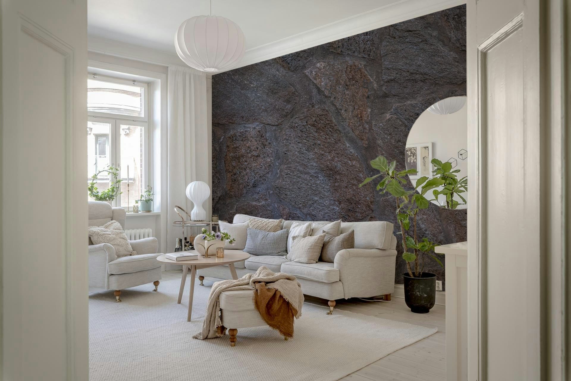 A serene stoneage texture wall mural for your decor.

