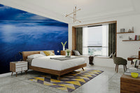 A beautiful powerful sea wall mural for a living room.

