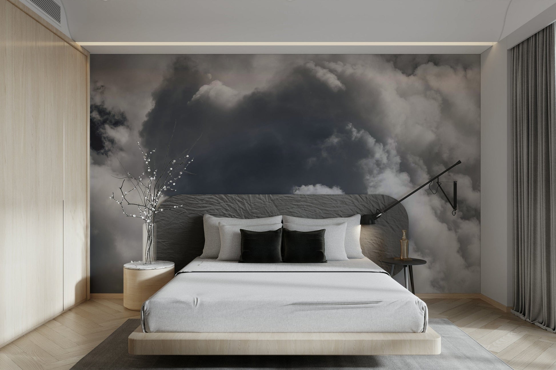The wallpaper for walls being admired in a home.