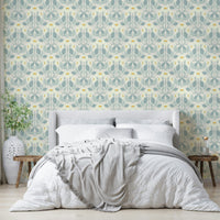 Sweet strawberry wallpaper in a blush cream palette

