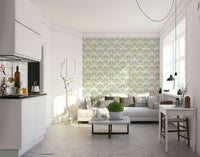 Nursery wallpaper with strawberries and blush tones

