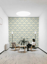 Creamy blush wallpaper with whimsical berry illustrations

