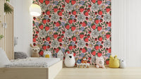 White and light blue flowers with green leaves
