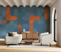 Urban inspired wall mural in cool shades