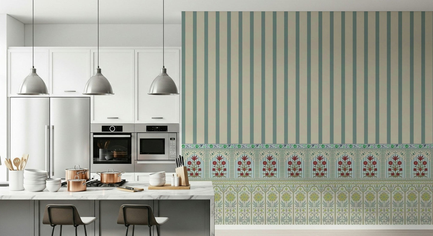 Vertical garden motifs for a master bedroom feature wall.