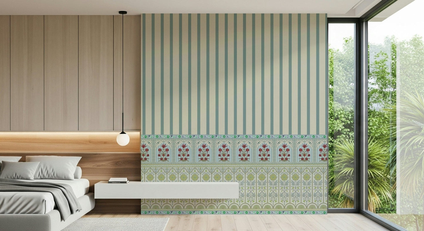 Vertical floral design for an entry-way wall mural project.