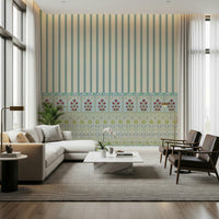 High-definition floral border mural for a sophisticated dining area.