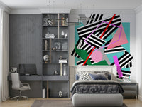 A beautiful wide-angle wall mural of abstract motion.

