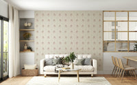 Beige floral silhouettes forming a soft, understated wallpaper pattern.