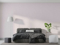 Neutral tone arched pattern wallpaper in a small entryway to create an inviting feel.