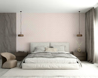 Close-up of the smooth matte finish on the Subtle Scallops Wallpaper in a home office.