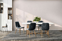 Elegant gray scallop scales used as a feature wall in a bright contemporary living room.