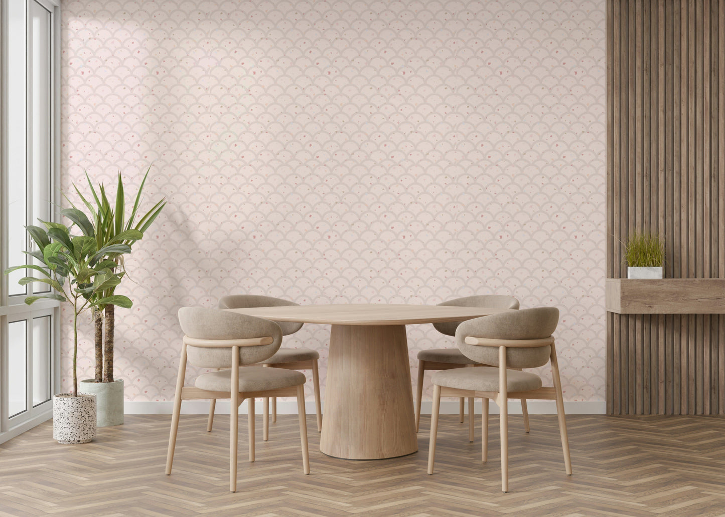 Detailed shot of the durable vinyl material used for this minimalist scale pattern.
