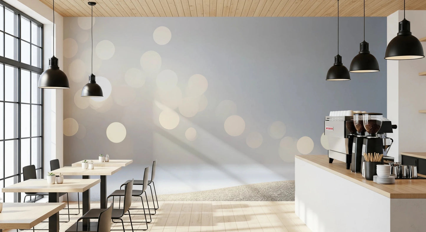 Elegant shimmering pattern featured on a Subtle Sparkle Wall Mural cafe area wall design.
