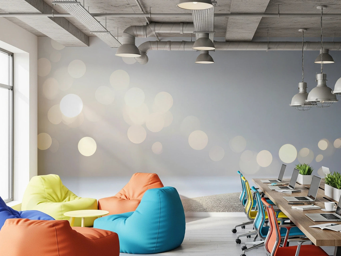 Artistic bokeh blur details on a high-quality Subtle Sparkle Wall Mural for office 
