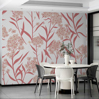 Peel and stick spring wallpaper in a calming blush color palette