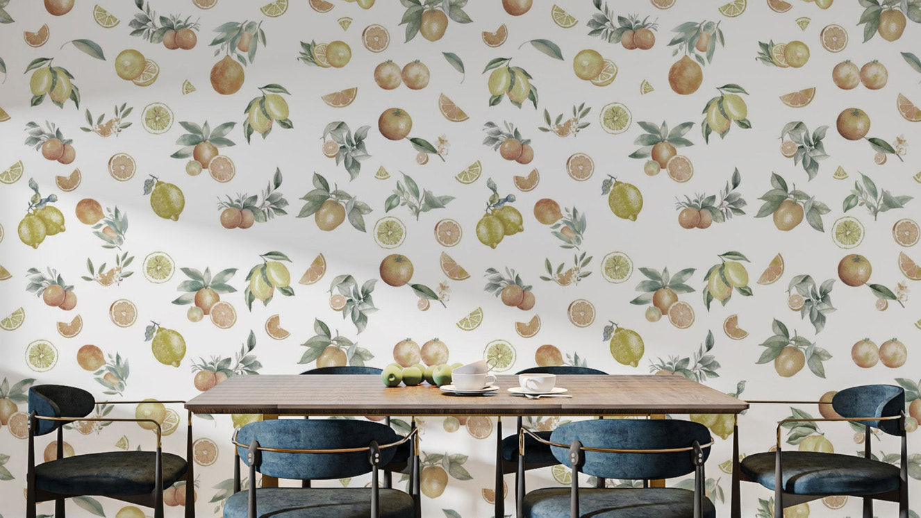 Summer Citrus Medley Wallpaper Mural for walls