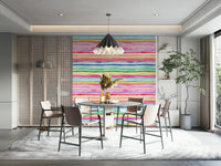 Bold multicolor striped mural with fun, bright hues for any space.

