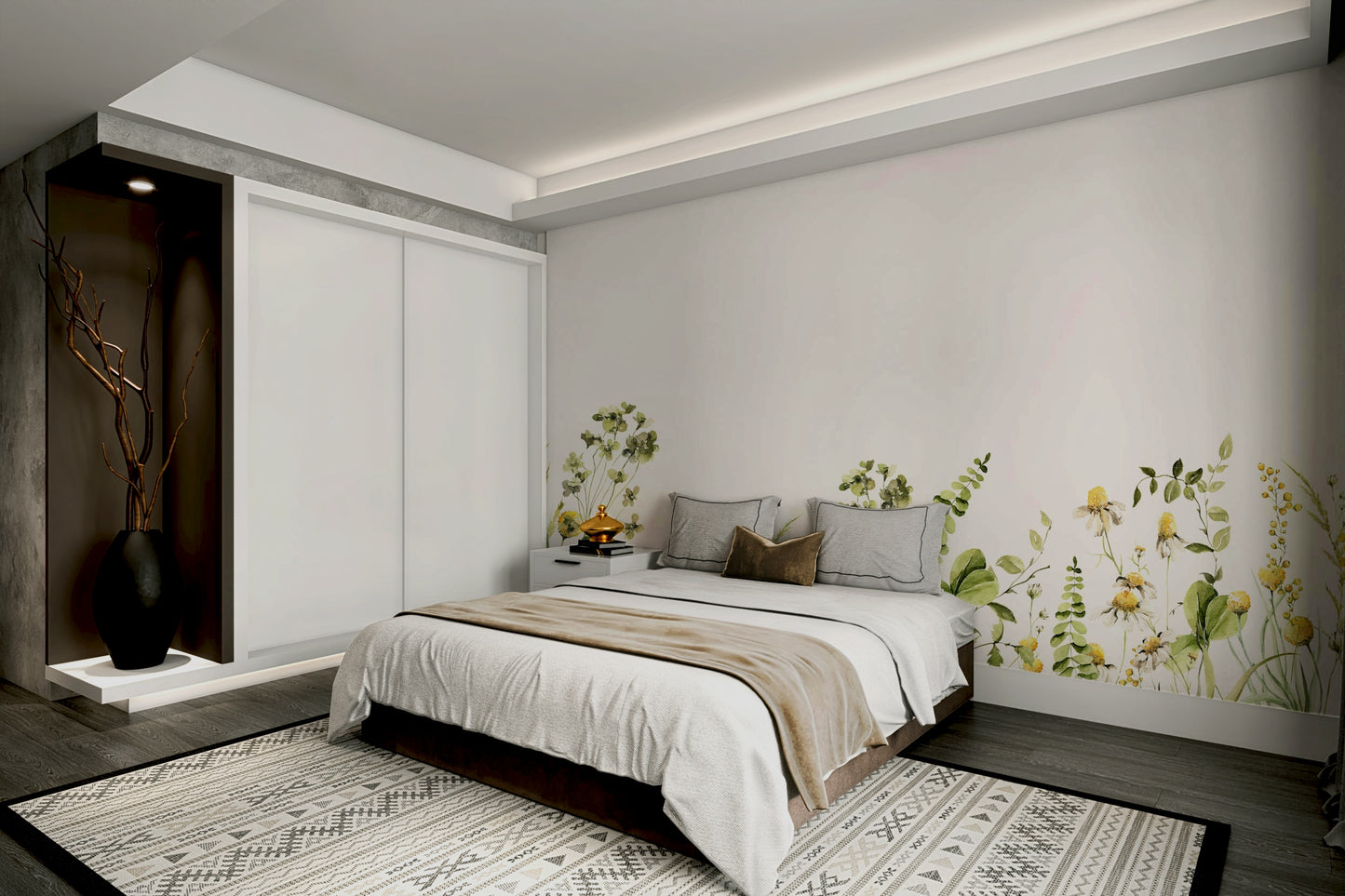 Bright floral wallpaper for walls

