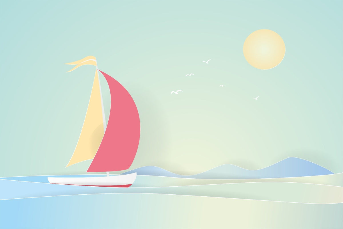 Summer Boat Sailing Wallpaper Mural in your room